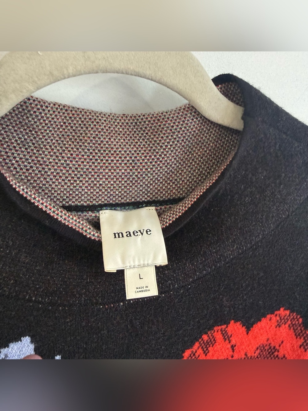 Anthropologie Maeve Carys Funnel Neck Floral Sweater Black - Picture 7 of 8